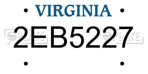2EB5227 Virginia License Plate