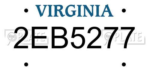 2EB5277 Virginia License Plate