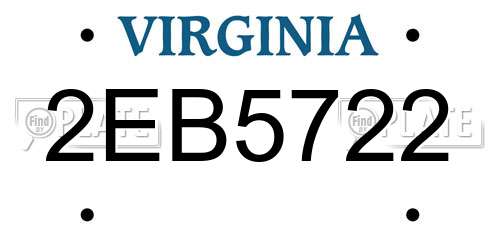 2EB5722 Virginia License Plate