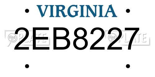 2EB8227 Virginia License Plate
