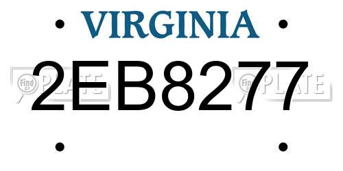 2EB8277 Virginia License Plate