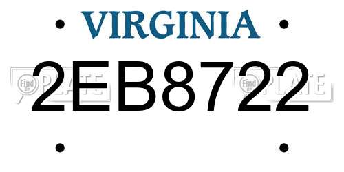 2EB8722 Virginia License Plate