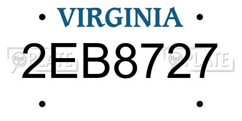 2EB8727 Virginia License Plate