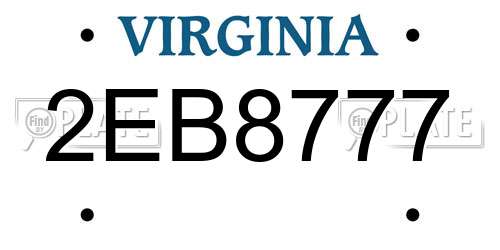 2EB8777 Virginia License Plate