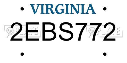 2EBS772 Virginia License Plate