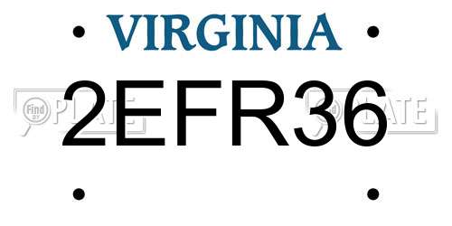 2EFR36 Virginia License Plate