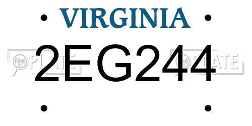 2EG244 Virginia License Plate