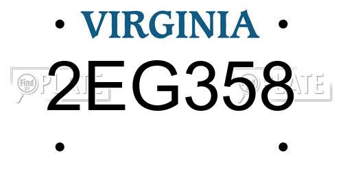 2EG358 Virginia License Plate
