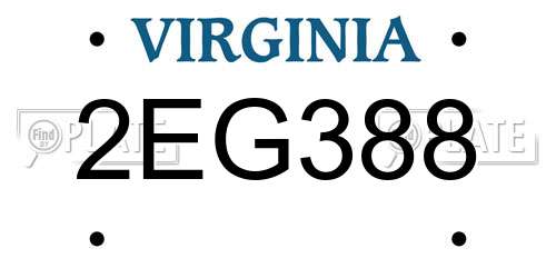 2EG388 Virginia License Plate