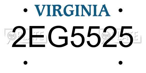 2EG5525 Virginia License Plate