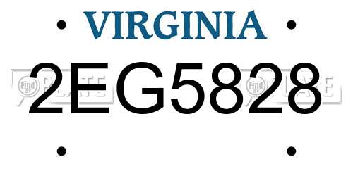 2EG5828 Virginia License Plate