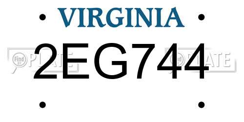 2EG744 Virginia License Plate