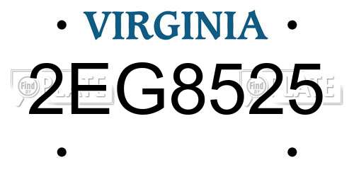 2EG8525 Virginia License Plate