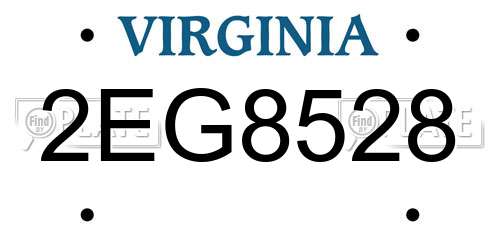 2EG8528 Virginia License Plate