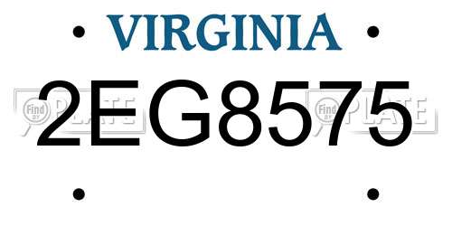 2EG8575 Virginia License Plate
