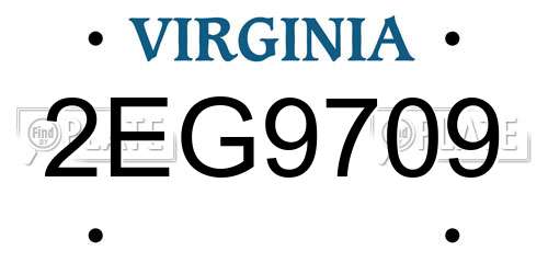 2EG9709 Virginia License Plate