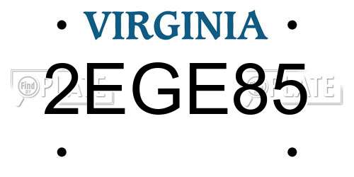 2EGE85 Virginia License Plate