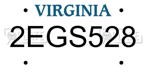 2EGS528 Virginia License Plate