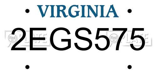 2EGS575 Virginia License Plate