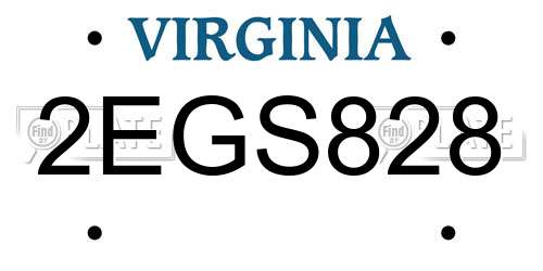 2EGS828 Virginia License Plate