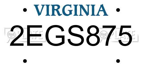 2EGS875 Virginia License Plate