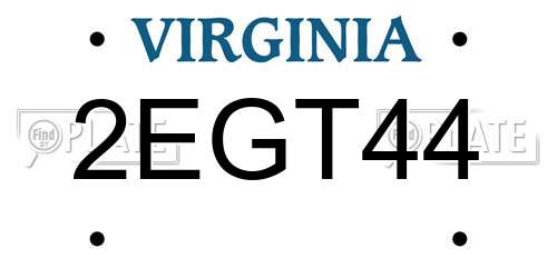 2EGT44 Virginia License Plate