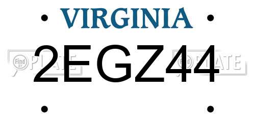 2EGZ44 Virginia License Plate