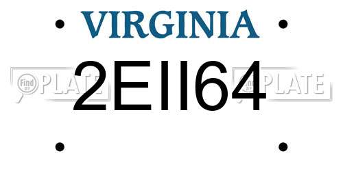 2EII64 Virginia License Plate