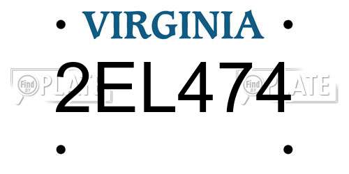 2EL474 Virginia License Plate