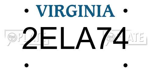 2ELA74 Virginia License Plate