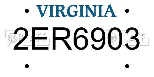 2ER6903 Virginia License Plate