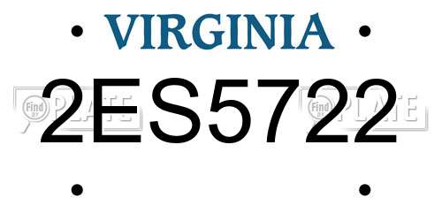 2ES5722 Virginia License Plate