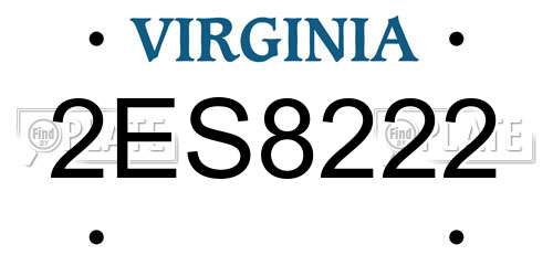 2ES8222 Virginia License Plate