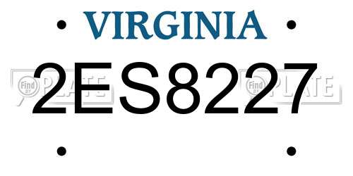 2ES8227 Virginia License Plate