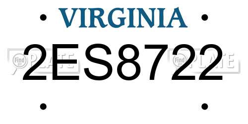 2ES8722 Virginia License Plate