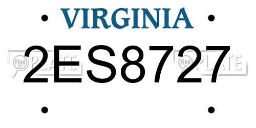 2ES8727 Virginia License Plate