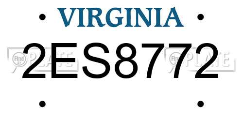 2ES8772 Virginia License Plate