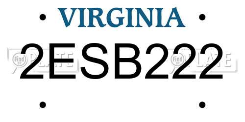 2ESB222 Virginia License Plate