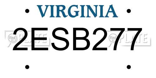 2ESB277 Virginia License Plate