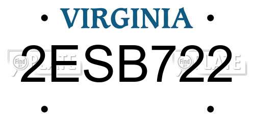 2ESB722 Virginia License Plate