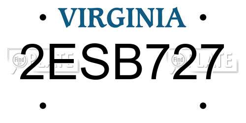 2ESB727 Virginia License Plate