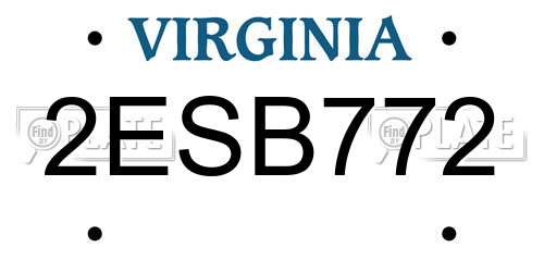 2ESB772 Virginia License Plate