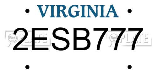 2ESB777 Virginia License Plate