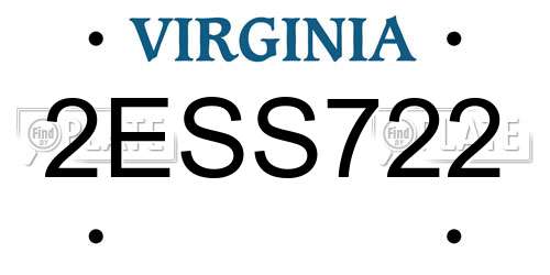 2ESS722 Virginia License Plate