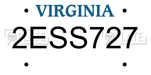 2ESS727 Virginia License Plate