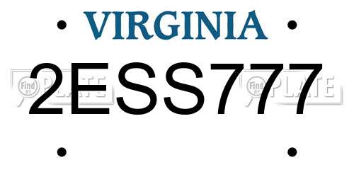 2ESS777 Virginia License Plate