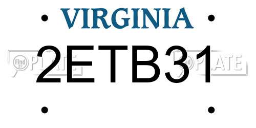 2ETB31 Virginia License Plate
