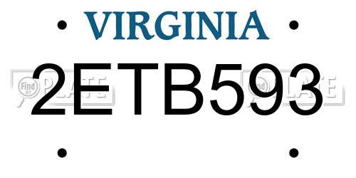 2ETB593 Virginia License Plate