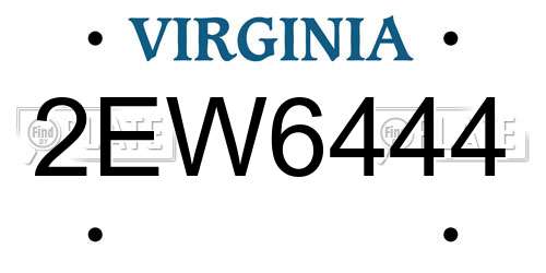 2EW6444 Virginia License Plate