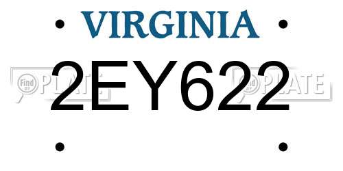 2EY622 Virginia License Plate